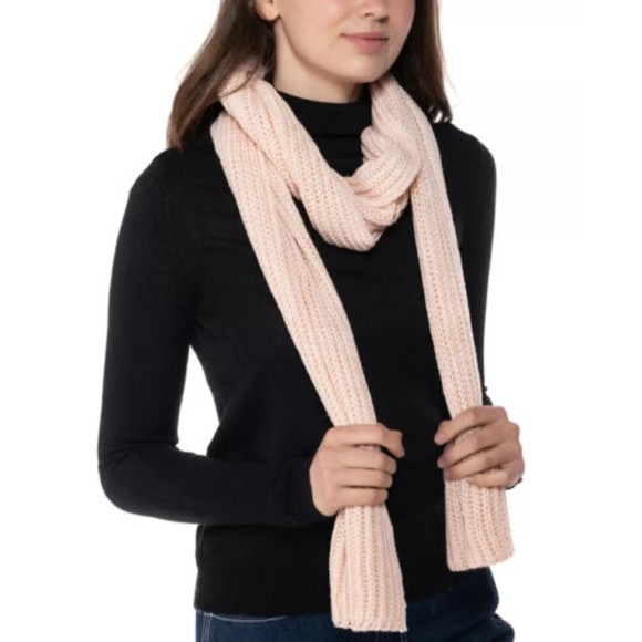 Style & Co NWT Solid Ribbed Muffler Extra Long Recycled Wrap Scarf Blush OS New - Picture 1 of 11